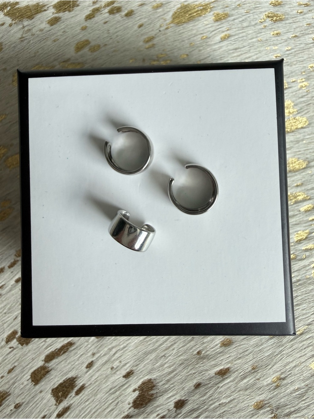 Wide Sterling Silver Ear Cuff Set - Sleek Women's Jewelry